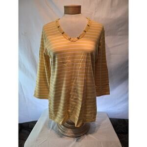 liz claiborne top Stripped Yellow Long Sleeve Medium